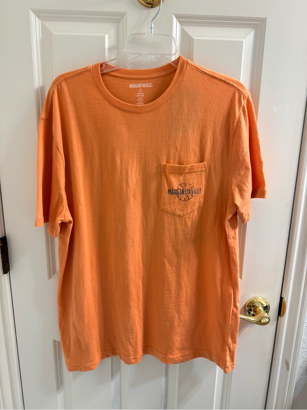 Margaritaville Short-Sleeve Pocket Tee in Orange “It’s 5 O’Clock Somewhere”